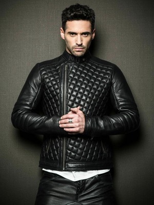 Stilvolle Herren weiche gesteppte echte Lammfell 100% Leder Jacke Winter Reit...