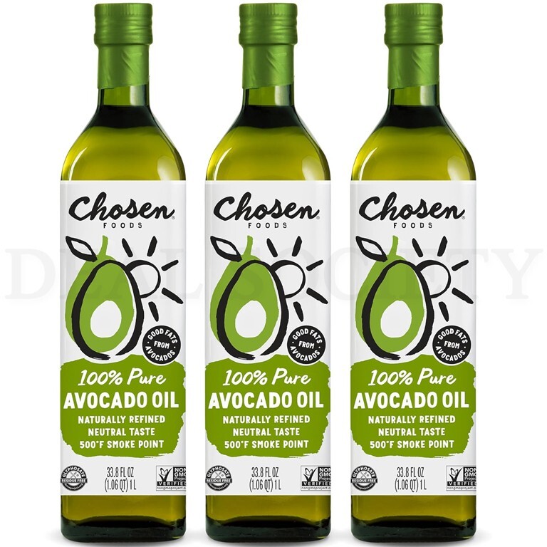 Chosen Foods Pure Refined Avocado Oil Pack of 3 33.8oz Bottles