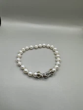 DAVID YURMAN SSS 18K PEARL  BUCKLE BRACELET 9”