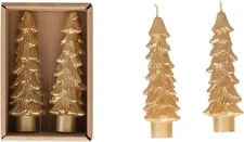 Creative Co-op - Tree Shaped Taper Candles Gold Set of 2 - XS0438