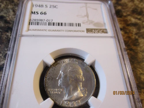 1948-S WASHINGTON QUARTER NGC MS66   017