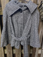 Kenar Womens Coat Black/ Grey Cropped Size 12, Large Buttons