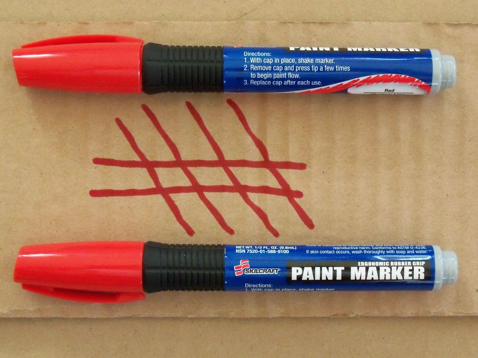 6 Pack of Skilcraft Oil-Based Paint Markers, Medium Bullet Tip, Red, Opaque