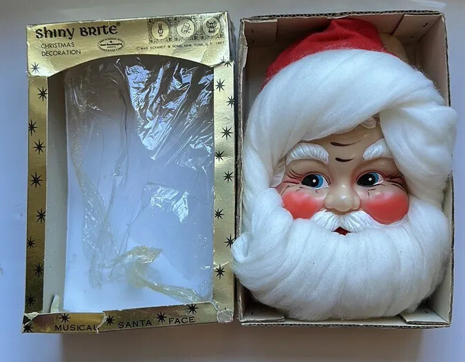 Vintage 1967 Shiny Brite Max Eckhardt Musical Santa Face | eBay
