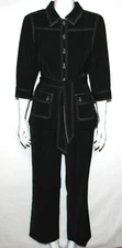 NEW Susan Graver Regular Small BLACK Stretch Peachskin Jacket & Pants