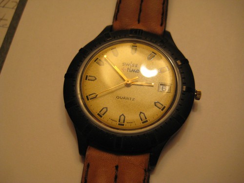 SWISS TIME VINTAGE BROWN MEN'S WATCH