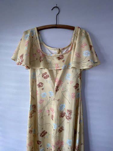 CUTE Vintage 70s FLORAL Mod MAXI DRESS Medium - Picture 3 of 7