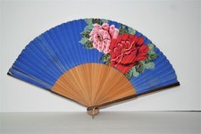 Vintage Paper and Wood Handpainted Fan C