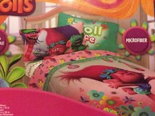 Trolls DreamWorks 3-PC Kids Twin Sheet Set Microfiber - Sheets Pillowcase