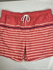 Men  s Amazon Essentials Swim Trunks Size XXL Peach Striped Elastic Waist EUC