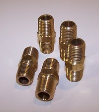 Parker Hex Nipple Fitting Brass 1/4" NPT - P/N 216P-4  (Lot of 5)