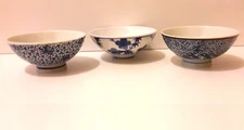 3 Japanese Rice/Finger Porcelain Bowls ~ 4.5"
