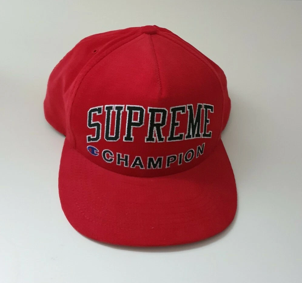 SS17 Supreme X Champion Logo Brodé Rouge 5 Panneaux Chapeau Casquette