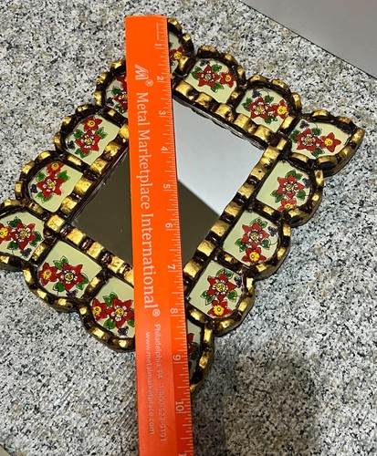 Peruvian Handmade Mirror & Wood Wall Decor , Gold and Colors Painted - Picture 4 of 9