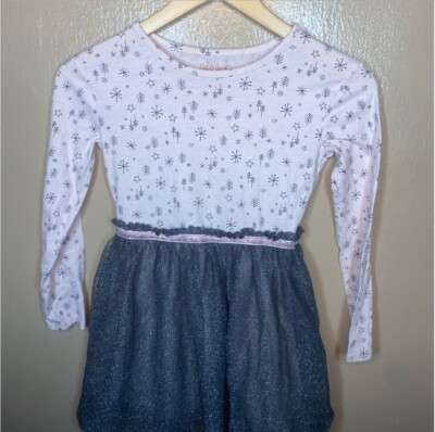 Cat & Jack Pink And Black snowflake Dress ( Size 7/8) 