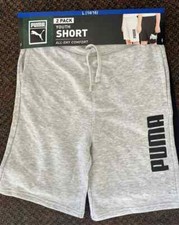 2 Pack PUMA Youth Comfort Gray Black Shorts Boy's Size Large 14/16