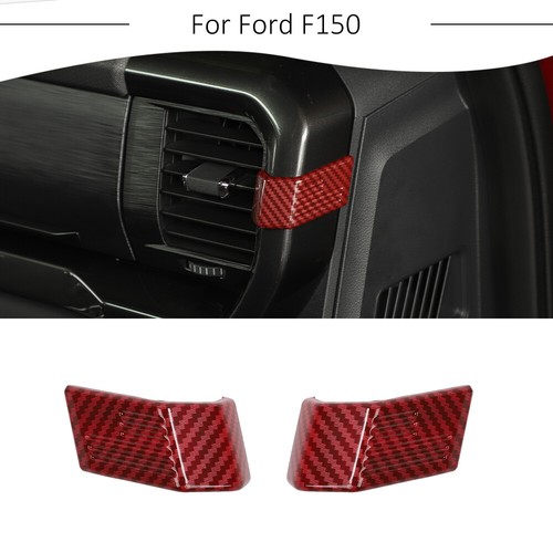 Center Console Side Air Vent Cover Trim For Ford F150 2021+ Red Carbon