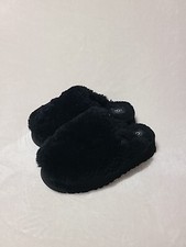 UGG Plush Black Platform Slippers Women's Size 6