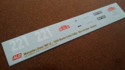 1956 MONTE CARLO RALLY #221 MERCEDES-BENZ 300SL BECKER/BECKER 1:43 DECALS