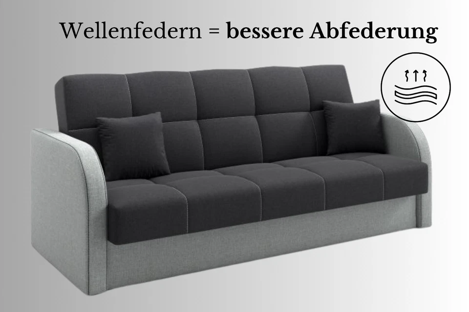 LIKMA Schlafsofa 3 Sitzer Sofa Togo 214x93x85 Schlaffunktion Couch Stauraum - Bild 4 von 4