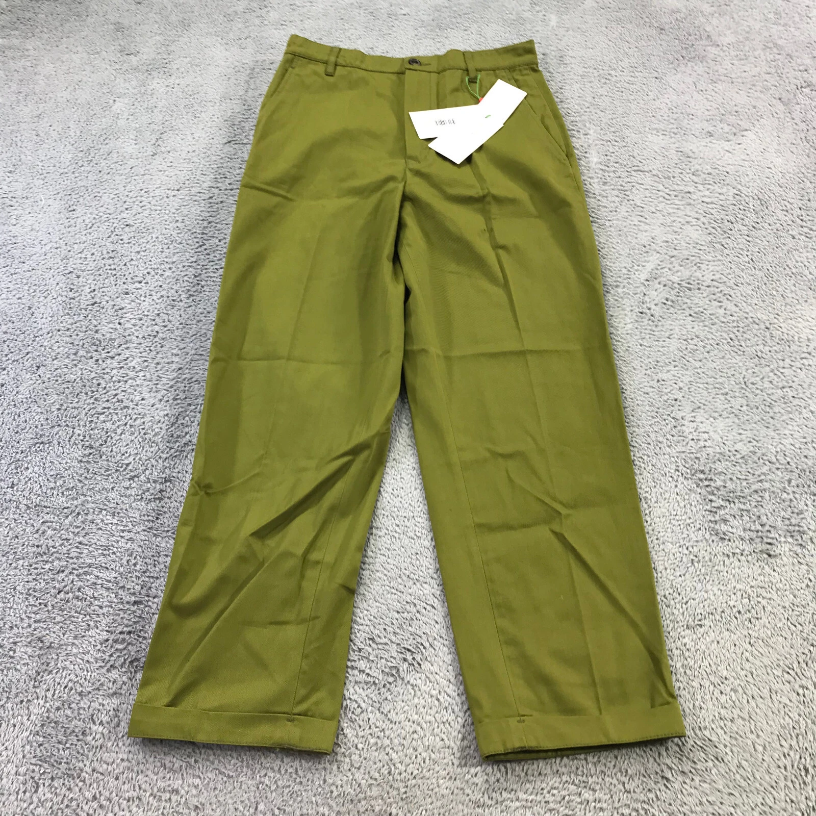 KENZO Pantalone Uomo 36 Gamba Dritta Pantalone Sartoriale Classico Chino Verde Casual