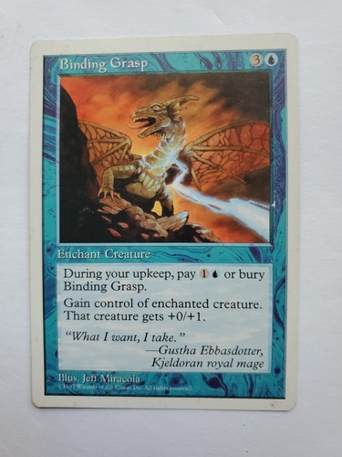 MTG Magic The Gathering Card Binding Grasp Enchant Creature Blue 1997