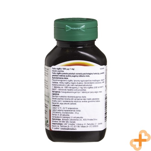 Jamieson Folic Acid 1000 Mcg N100 Pre-Pregnancy Nutrient Reduce Risk Tube Defect - Picture 2 of 12