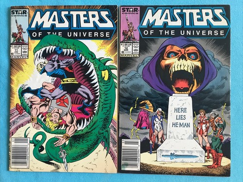 Marvel Star Comics Masters of the Universe #11 F- 5.5 & #12 VG+ OW Newsstand