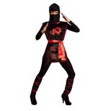 DAMEN NINJA KOSTÜM MASKE # Karneval Fasching Japan Kriegerin Kämpferin Samurai