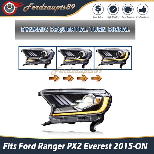 Pair LED Head Lights Projector Fits Ford Ranger PX2 PX3 Everest UTE UA II 15-22 - Picture 7 of 10