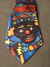 Vintage Elaine Rippon Hand Painted Pure Silk Neck Tie Clown / Magician