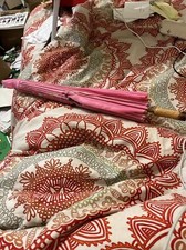 Vintage Oriental Asian Silk Bamboo Parasol Umbrella