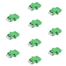 10-Pack LC Fiber Optic Adapter - LC to LC APC Duplex Singlemode Coupler - Green