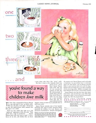 Original 1930 Postum Ad: 1, 2, 3, and you've found a way to make kids love milk