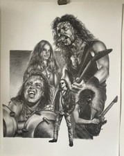 METALLICA Pencil Drawing Poster NEW RARE 17" X 22" James Hetfield Lars Ulrich.