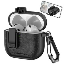 For AirPods Pro 3/4/Pro 2/3 Leather Texture Earphone Case Stand Mag-Safe Cover