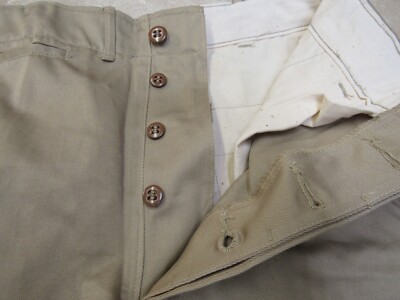 Post WW2 US Army Khaki Chino Trousers Pants Button Fly Unused