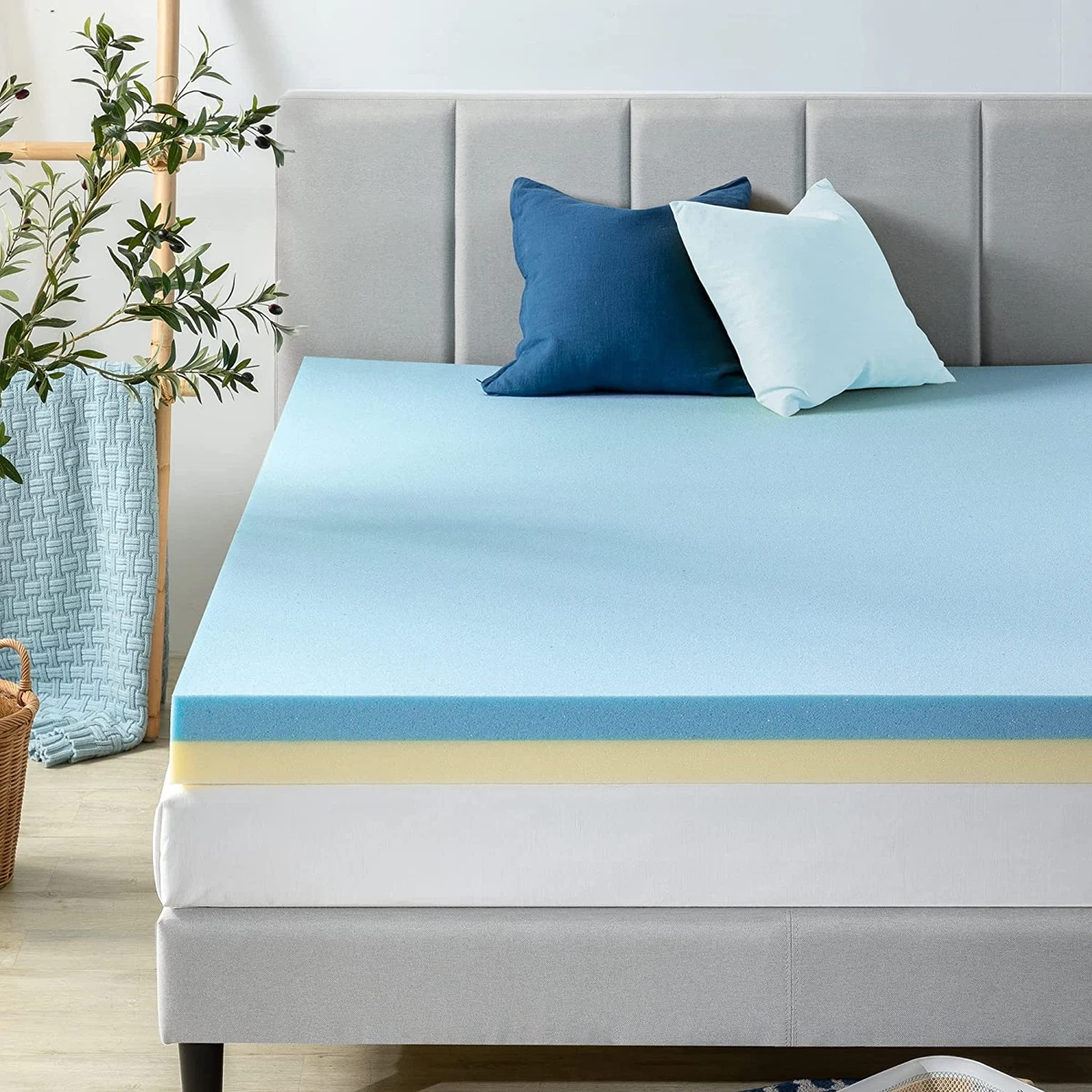 ZINUS 4 Inch Green Tea Cooling Gel Memory Foam Mattress Topper