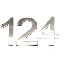 Stick-On House Numbers - No 124 - Stainless Steel - 10cm - Door, Fence, Gate