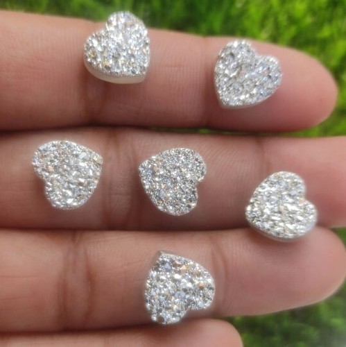 Corazón Natural Titanio Ágata Druzy Cuarzo Meditación Drusy Fabricación de Joyas - Imagen 5 de 9