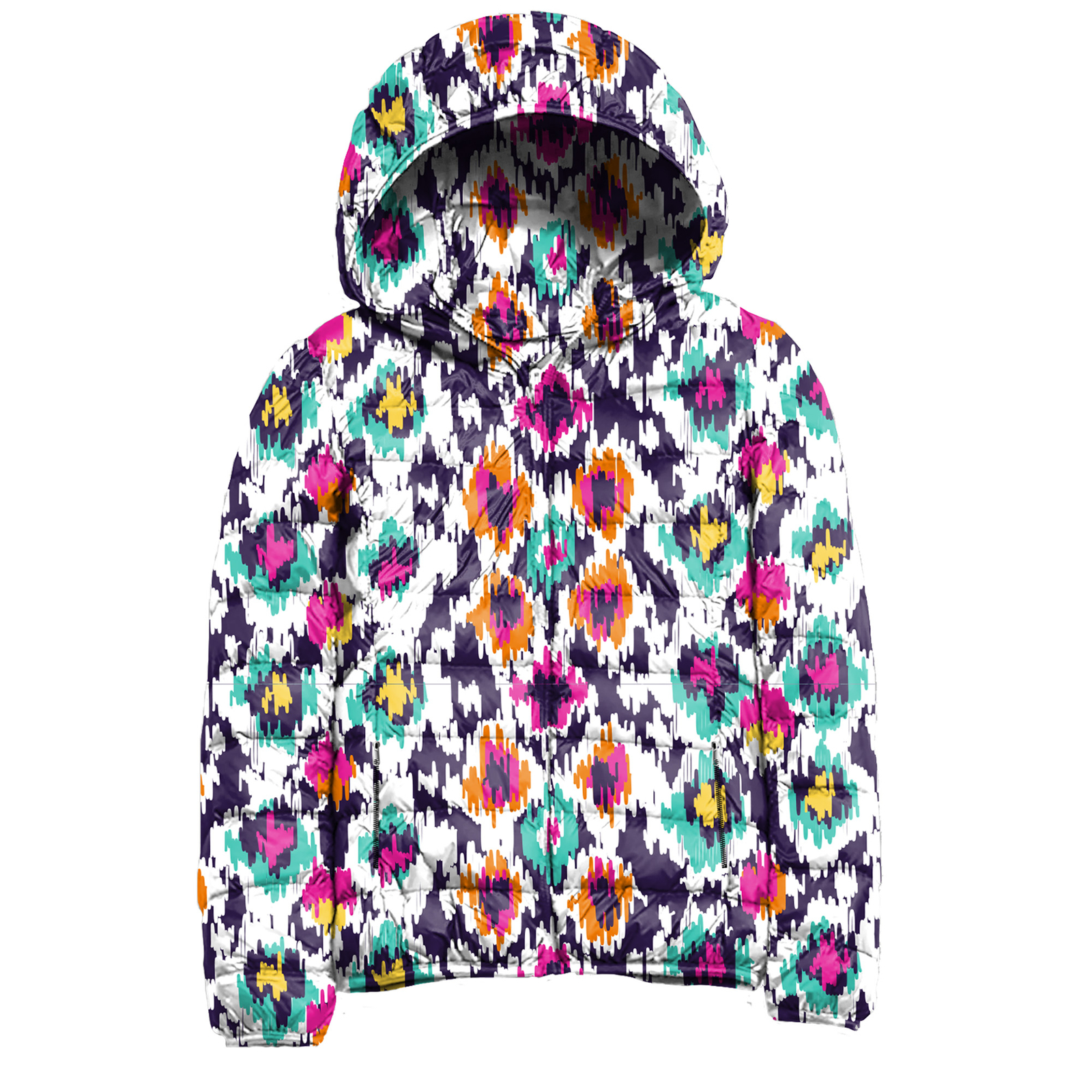Packable Lightweight Bright Aztec Nylon Fabric Puffer Jacket, Medium | eBay