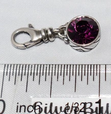 Silpada Sterling Silver February Birthstone Purple Clip On Charm Pendant C2528