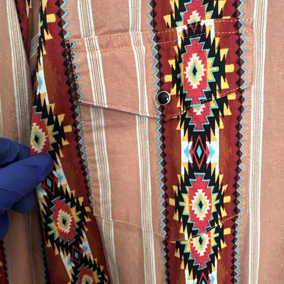 Vintage Wrangler Shirt Mens Multicolor Aztec Brushpopper USA Western XXL #2079 - Image 3 of 4