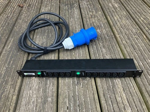1u Integra Rack Power Distribution PDU 10 Way IEC 19” 32A 2 zone 3m cable HO7RN