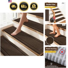 Non-Slip Stair Treads for Wooden Steps Indoor, 15 Pack 8" X 30" Edging Stair ...