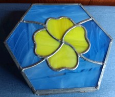 Handcrafted Leaded Stained Art Glass Floral Mirror Box Trinket Jewelry Stash