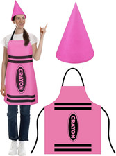 Crayon Costume Set with Apron and Cone Hat for Adults Halloween Party Dress Up