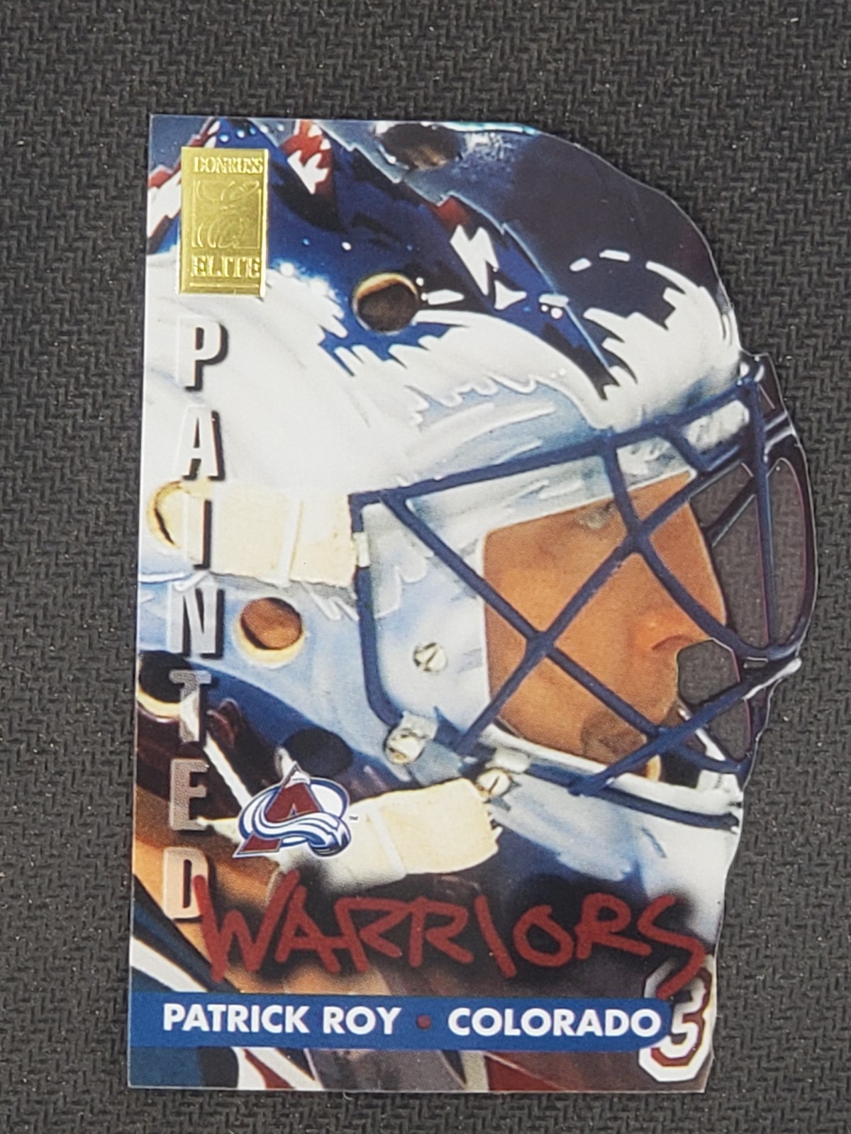 1995-96 Donruss Elite Painted Warriors #1 Patrick Roy /2500 Die Cut
