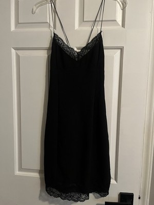 Zara Women Size M Slip Lace Trim Bodycon Cami Dress Mini Black | eBay