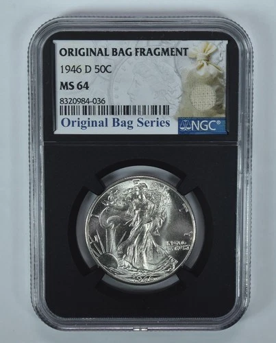1946-D Walking Liberty Half Dollar Original Bag Fragment MS64 NGC *2999